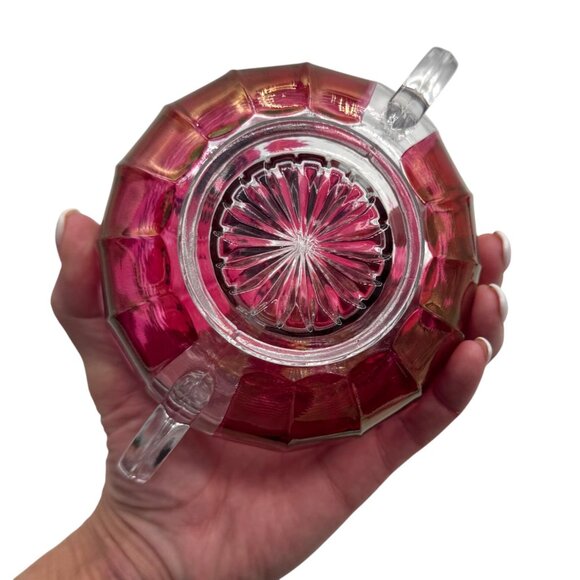 Vintage Westmorland Hand-Painted Ruby Glass Candy Dish Lid Floral Signed 1977 - Picture 7 of 9